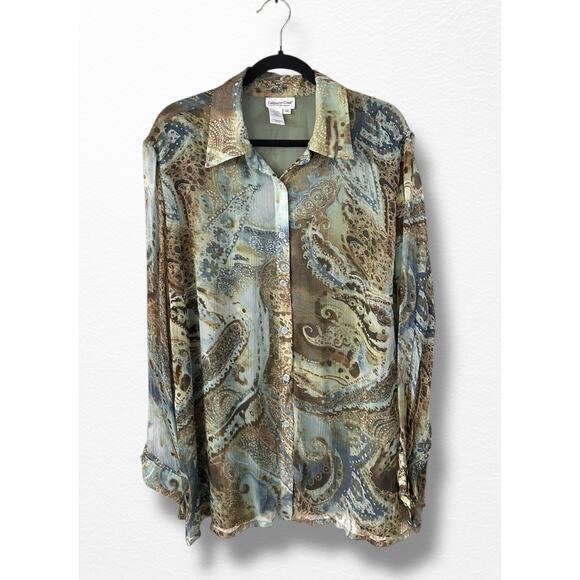 Coldwater Creek Gauzy Abstract Blouse, Size 2X - Picture 9 of 9